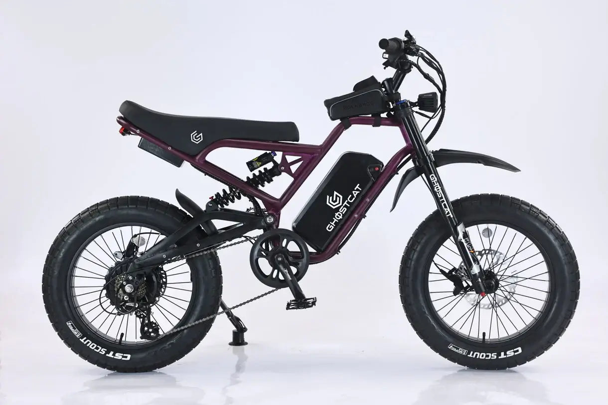 GhostCat F4X Pro all-terrain fat tire electric bike with 60V battery, lightweight design, and sleek style.