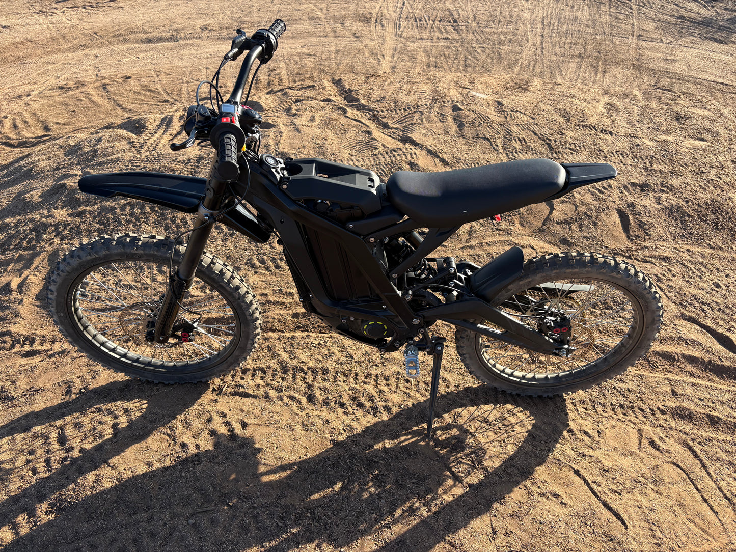 Natkie N1 Electric E Moto in Desert showing the full bike.