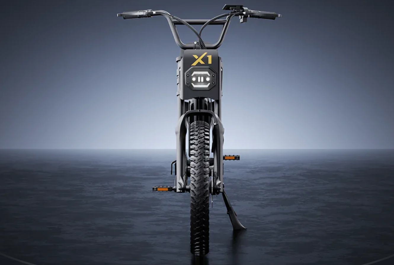 Macfox X1S Commuter electric bike front view showcasing design and features.