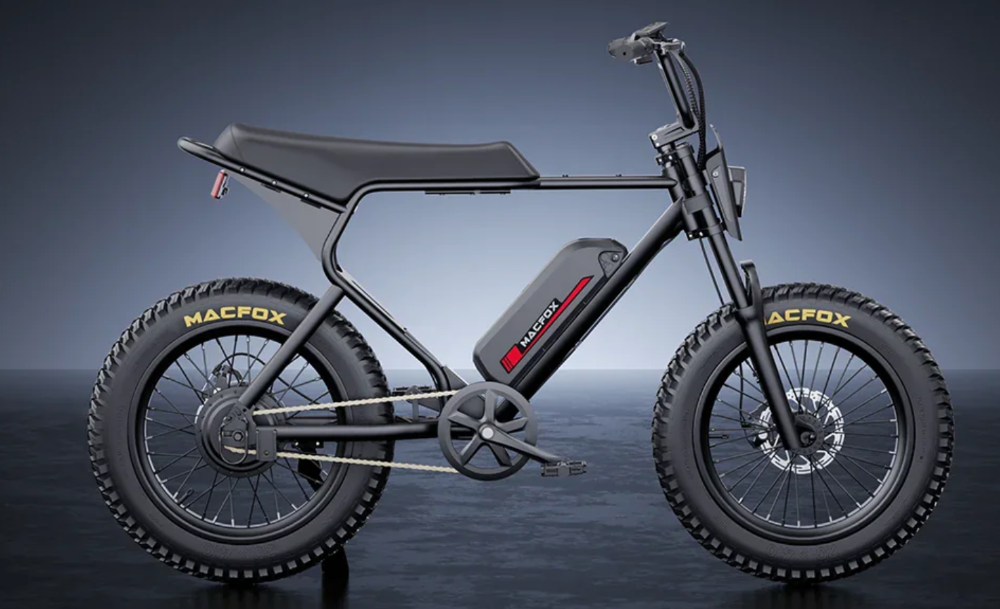 Macfox X1S Commuter electric bike with 500W motor, 20x4.0 tires, and sleek design, ideal for urban commuting.