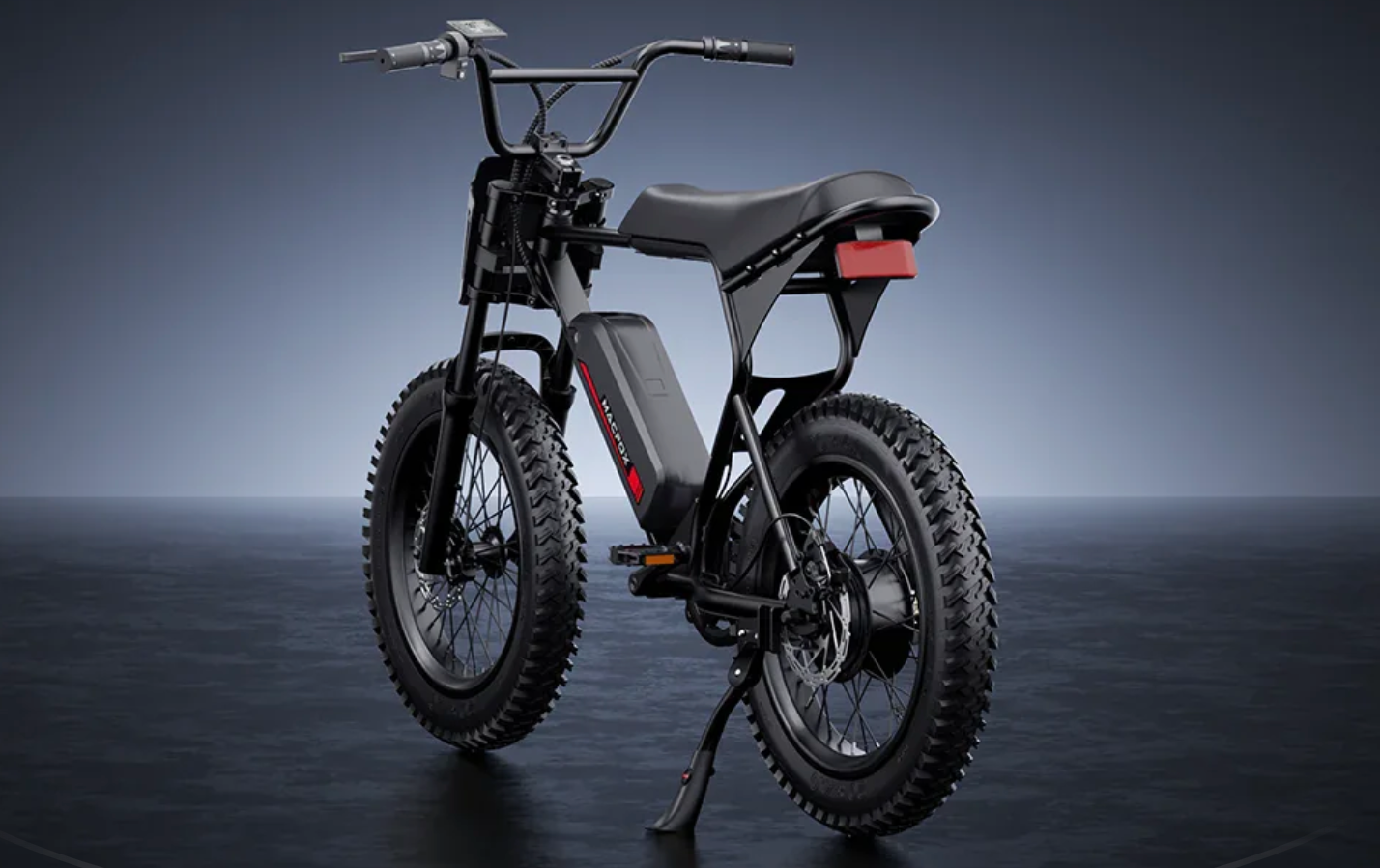 Macfox X1S Commuter electric bike with 20" tires, 500Wh battery, and mechanical disc brakes.