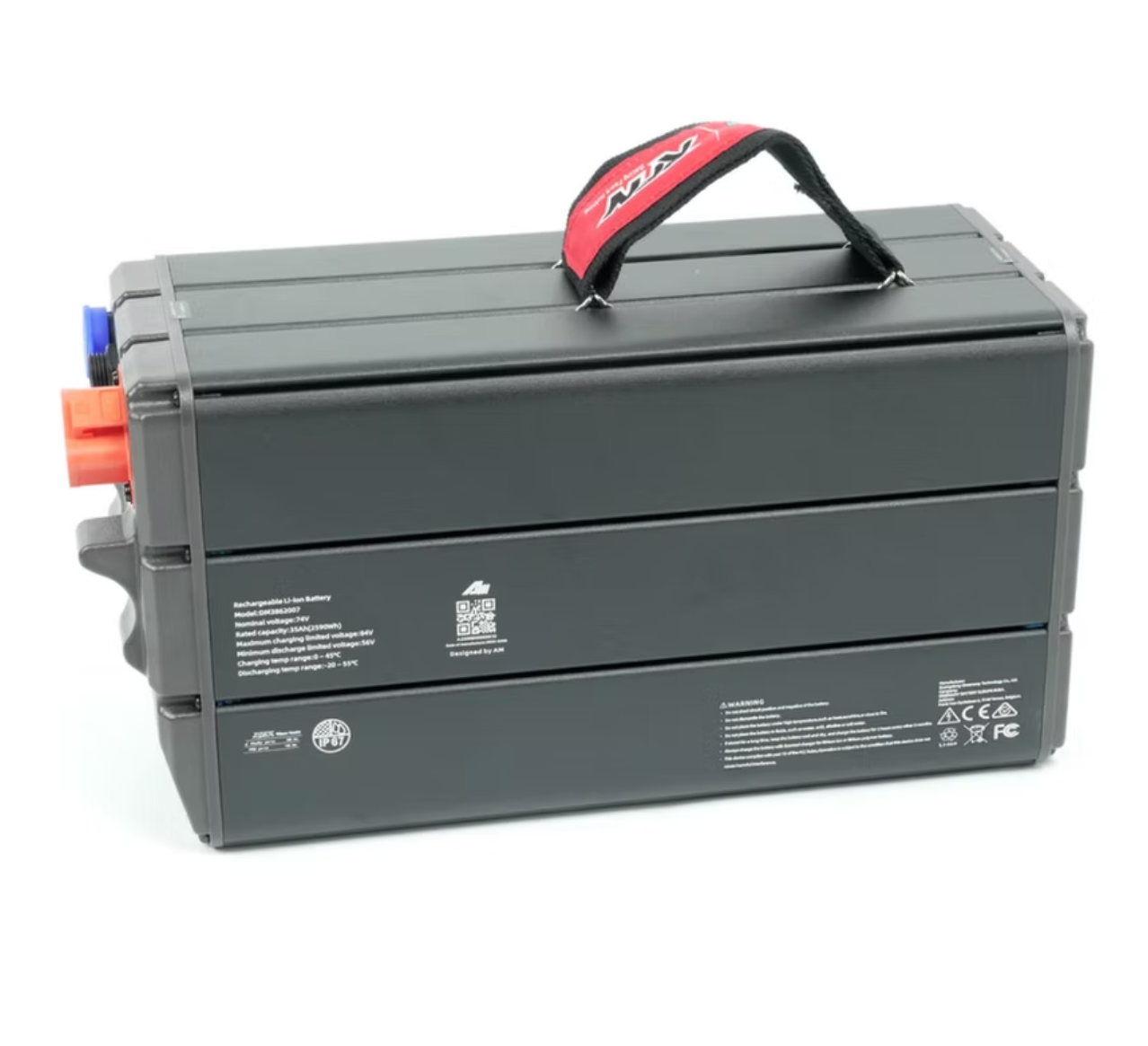 RFN Ares Rally E-Moto battery pack with a handle for easy transport and robust performance in electric bikes.