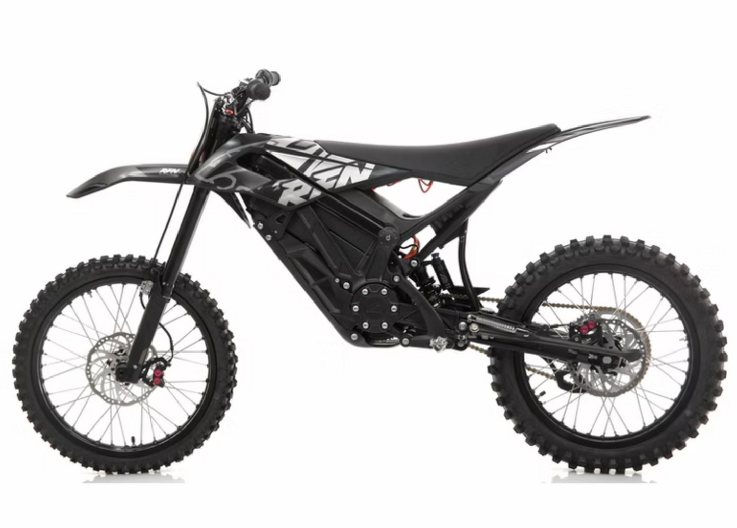 RFN Ares Rally E-Moto side view showcasing its sleek design and rugged features for tough terrains.