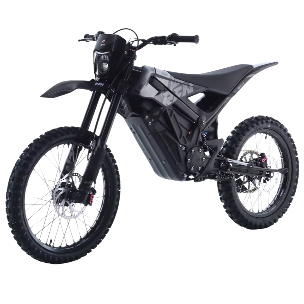 RFN Ares Rally E-Moto electric bike showcasing powerful design for rugged trails and challenging terrains.