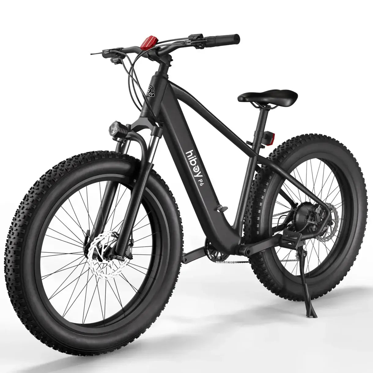 Hiboy P6 Fat Tire Electric Bike with 750W motor and thick tires for urban commuting and off-road adventures.