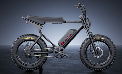 Macfox X1S Commuter electric bike with 500W motor, 20x4.0 tires, and sleek design, ideal for urban commuting.