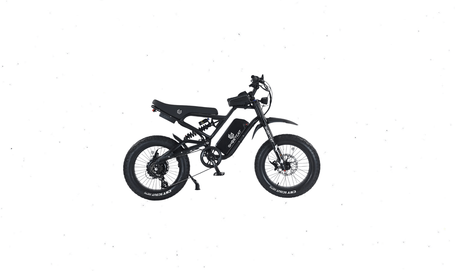 GhostCat F4X Pro electric bike with fat tires, lightweight design, and dual sport capabilities.