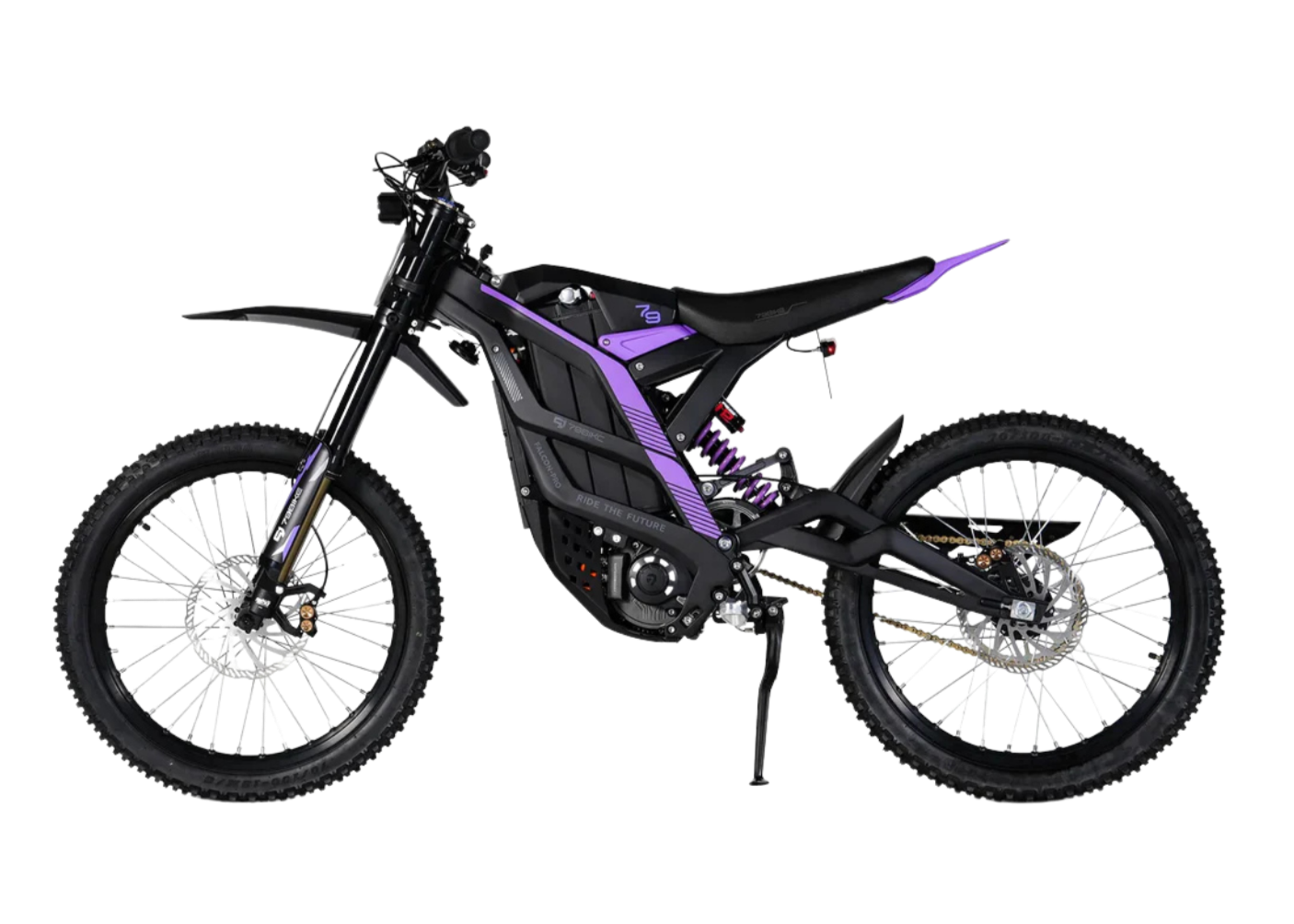 79BIKE Falcon Pro electric dirt bike in Kenshi Black and Purple, featuring high-performance specs and sleek design.