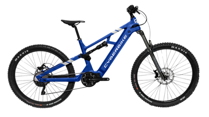 2025 CyberBike Raptor Pro in Daytona Blue, ideal for trail and enduro riding, unisex design.