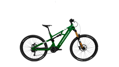2025 CyberBike Cyclone RX in green, designed for trail and all-mountain riding, featuring a lightweight frame and durable components.